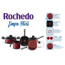 Jogo de Panelas Antiaderentes Rochedo Limpa Fácil Vermelho com 5 Peças