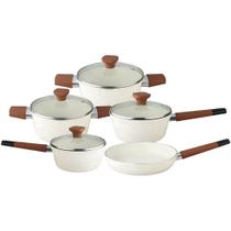 Jogo De Panelas Baccani 5 Peças Creme Rev. Cerâmico Indução