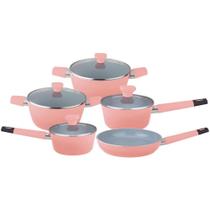 Jogo De Panelas Baccani 5 Peças Rosa Rev. Cerâmico Indução Jogo De Panelas Baccani 5 Peças Rosa Rev. Cerâmico Indução