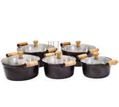 Jogo de panelas batida aluminio fundido grossa 5pçs preta Jogo de panelas batida aluminio fundido grossa 5pçs preta
