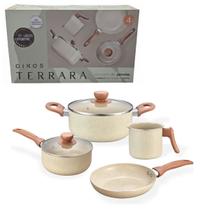 Jogo de Panelas Bege Cozinha Completa Oikos Terrara 4 Peças Cerâmica Antiaderente Ultra para Indução