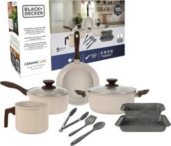 Jogo de Panelas Black+Decker 9 Peças Ceramic Line Indução Cor:Cream Marble Jogo de Panelas Black+Decker 9 Peças Ceramic Line Indução Cor:Cream Marble