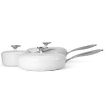 Jogo de Panelas Branco Revestimento Cerâmica Antiaderente