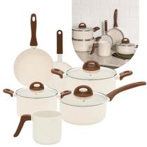 Jogo de Panelas Brinox 6 Peças Antiaderente Ceramic Life Smart Plus Vanilla Revestimento Cerâmico