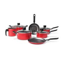Jogo De Panelas Brinox 7 Peças Garlic Com Tampa De Vidro 7001/101 - Vermelho