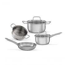 Jogo De Panelas Brinox Aço Inox Fundo Triplo Jasmin 4 Peças Com Indução Inox