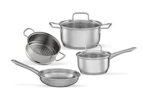 Jogo de Panelas Brinox Aço Inox Fundo Triplo Jasmin 4 Peças com Indução