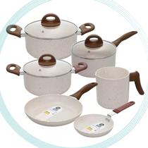 Jogo de Panelas Brinox Antiaderente 6 Peças Smart Plus Vanilla