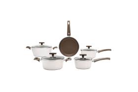 Jogo de panelas brinox antiaderente ceramic life 5 pcs organika com indução nata