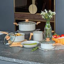 Jogo de Panelas Brinox Antiaderente Ceramic Life 5 Peças Easy Gris