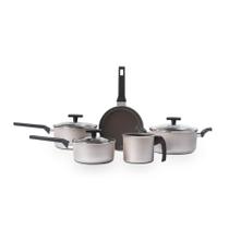 Jogo de Panelas Brinox Antiaderente Ceramic Life 5 Peças Essence Champanhe