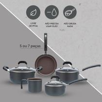 Jogo de Panelas Brinox Antiaderente Ceramic Life 5 Peças Fine Cinza