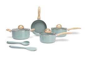 Jogo de Panelas Brinox Antiaderente Ceramic Life 6 Peças Botanika com Indução Verde