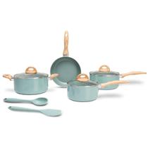 Jogo de Panelas Brinox Antiaderente Ceramic Life 6 Peças Botanika com Indução Verde