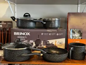 Jogo de Panelas Brinox Antiaderente Ceramic Life 6 Peças Suprema Preta