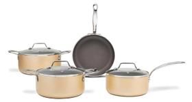 Jogo de Panelas Brinox Antiaderente Ceramic Life Coast 4 Pçs Indução Champanhe