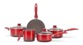 Jogo de Panelas Brinox Antiaderente Ceramic Life Easy Vermelho 5 Peças Jogo de Panelas Brinox Antiaderente Ceramic Life Easy Vermelho 5 Peças