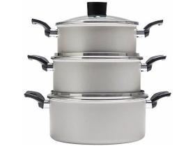Jogo de Panelas Brinox Antiaderente de Alumínio - Champanhe 3 Peças Dolce Jogo de Panelas Brinox Antiaderente de Alumínio - Champanhe 3 Peças Dolce