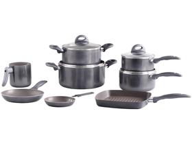 Jogo de Panelas Brinox Antiaderente de Alumínio - Cinza 8 Peças Smart Plus Ceramic Life