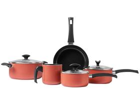 Jogo de Panelas Brinox Antiaderente de Alumínio - Terracota 5 Peças Masala 7121/100 Jogo de Panelas Brinox Antiaderente de Alumínio - Terracota 5 Peças Masala 7121/100