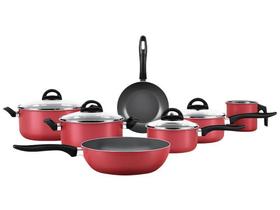 Jogo de Panelas Brinox Antiaderente de Alumínio - Vermelho Cereja 7 Peças Chilli 7015/105