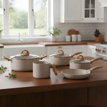 Jogo De Panelas Brinox Antiaderente Indução Ceramic Life 5pc Areia Jogo De Panelas Brinox Antiaderente Indução Ceramic Life 5pc Areia