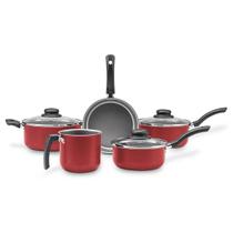 Jogo de Panelas Brinox Antiaderente Pro Flon 5 Peças Ruby Vermelho