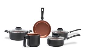 Jogo de Panelas Brinox Antiaderente Pro-Flon 5 Peças Topázio Cinza Range Jogo de Panelas Brinox Antiaderente Pro-Flon 5 Peças Topázio Cinza Range