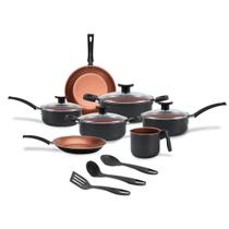 Jogo de Panelas Brinox Antiaderente Topázio 10 Peças Cinza Range