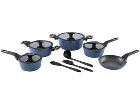 Jogo de Panelas Brinox Ceramic Life de Alumínio Azul 8 Peças Carbon