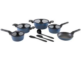 Jogo de Panelas Brinox Ceramic Life de Alumínio Azul 8 Peças Carbon Jogo de Panelas Brinox Ceramic Life de Alumínio Azul 8 Peças Carbon