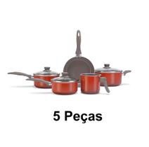 Jogo de Panelas Brinox Ceramic Life Easy 5 Pçs Laranja 4789