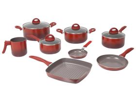 Jogo de Panelas Brinox Ceramic Life Smart Plus 8 peças Vermelho