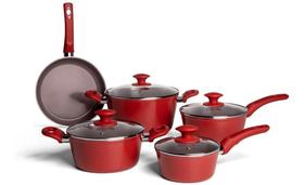 Jogo De Panelas Brinox Cerâmica Life 5 Peças.Com Fundo De Indução Opitima Vermelho