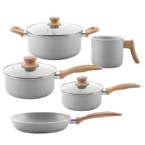 Jogo de Panelas Brinox com Revestimento Antiaderente Cerâmica 5 Peças Ceramic Life Gris Cinza