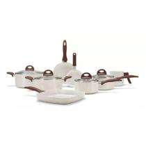 Jogo de Panelas Brinox Conjunto Antiaderente Ceramic Life 8 Peças Vanilla Moderno Alta Performance Espessura de 2,5 mm