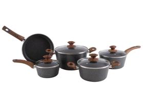 Jogo de Panelas Brinox de Alumínio Stone&Wood Cinza 5 Peças Optima