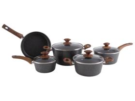 Jogo de Panelas Brinox de Alumínio Stone&Wood Cinza 5 Peças Optima