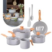 Jogo de Panelas Brinox Easy Gris com Indução 7 Peças com Revestimento Antiaderente e Utensílios Jogo de Panelas Brinox Easy Gris com Indução 7 Peças com Revestimento Antiaderente e Utensílios
