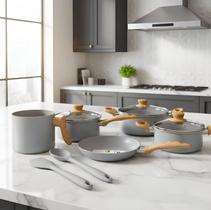 Jogo De Panelas Brinox Gris com Indução e Utensílios 7 Peças