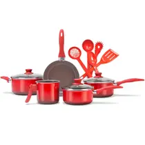 Jogo De Panelas Brinox Life Smart Easy 10 Peças Cerâmica Vermelho Com Utensílios Vermelho