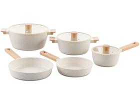 Jogo de Panelas Brinox Revestimento Cerâmico Creme 5 Peças Ceramic Life Nordic Indução