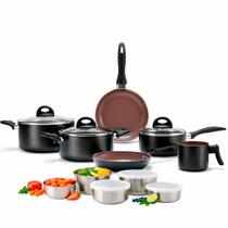 Jogo De Panelas Brinox Smart Plus 6 Peças Revestimento Cerâmico Com Jogo De Potes Em Aço Inox 5 Peça