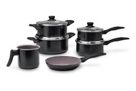 Jogo De Panelas Brinox Tulip Antiaderente 6 Peças Preto