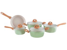 Jogo de Panelas Brinox Verde Pistache 5 Peças Optima Ceramic Life