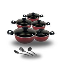 Jogo De Panelas Caçarola 16 à 24 Cor vinho e preto Antiaderente