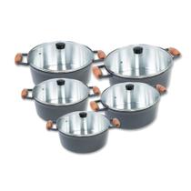 Jogo De Panelas Caçarola Alumínio Cava 5 Pçs Tampa De Vidro Cor Grafite Jogo De Panelas Caçarola Alumínio Cava 5 Pçs Tampa De Vidro Cor Grafite