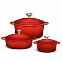Jogo de Panelas Caçarola Cerâmica Antiaderente Indução e Gás 3 Peças