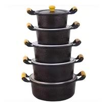 Jogo De Panelas Caçarola Craquelada Preta N16 Ao 24- Carola