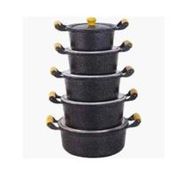 Jogo De Panelas Caçarola Craquelada Preta N16 ao24 - Carola